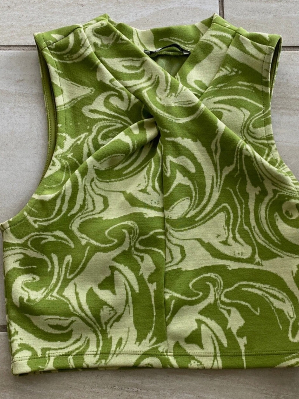 Zara Green Swirl Sleeveless Crop Top